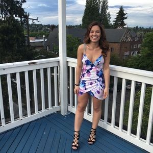 Watercolor faux wrap dress